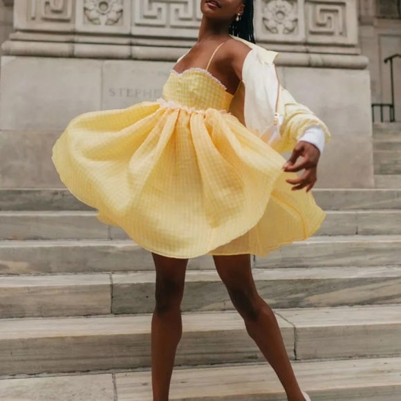 ❗SOLD OUT❗Organza Spaghetti Strap Puff Babydoll Dress - Picture 2 of 16